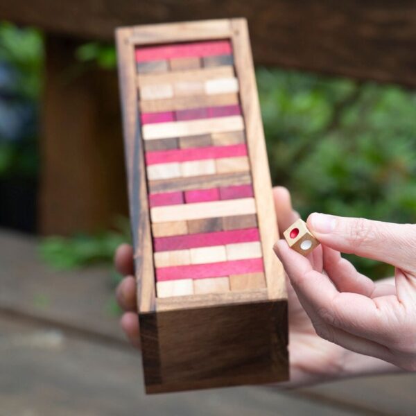 HomeDiscount-Stacking tumbling blocks wood Red colours balance game with dice play options ha