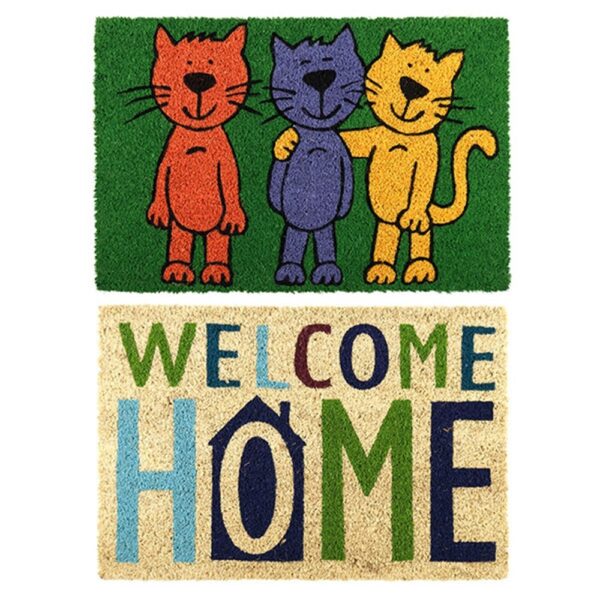 HomeDiscount-YES4HOMES 2 x Doormat for Front Door Entryway Cursive Natural Coconut Coir Floor