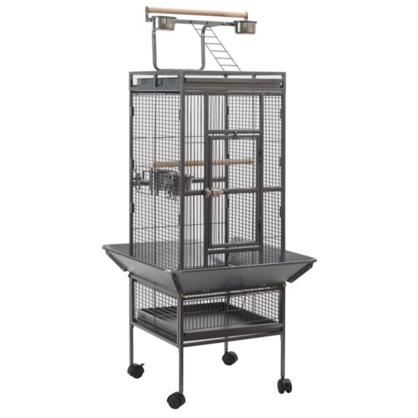 HomeDiscount-153 cm Large Bird Budgie Cage Parrot Aviary With Metal Tray and  Wheel