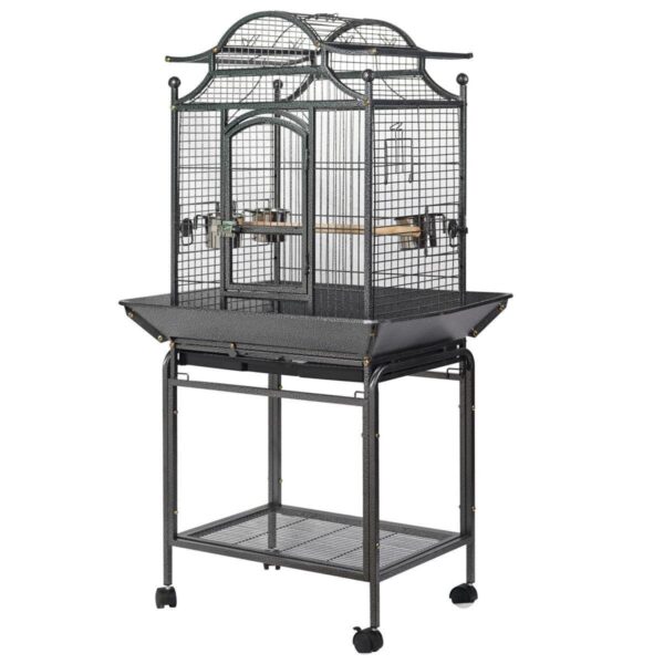 HomeDiscount-Large Bird Budgie Cage Parrot Aviary Carrier With Stand & Wheel