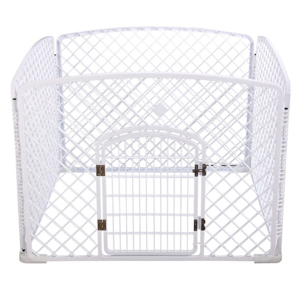 HomeDiscount-4 Panel Plastic Pet Pen Pet Foldable Fence Dog Fence Enclosure With Gate White