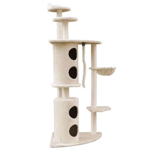 HomeDiscount-170cm XL Multi Level Cat Scratching Post Tree Post House Tower-Beige