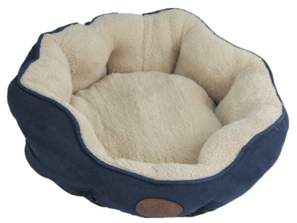 HomeDiscount-Washable Blue / Grey Fleece Soft Pet Dog Cat Bed-Medium