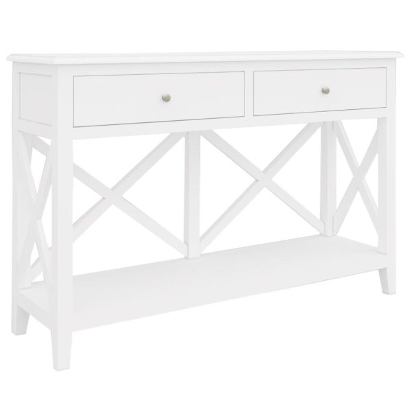 HomeDiscount-Daisy Console Hallway Entry Table 120cm Solid Acacia Timber Wood Hampton - White