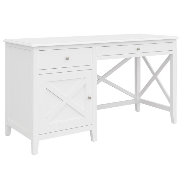 HomeDiscount-Daisy Study Computer Desk 140cm Office Executive Table Solid Acacia Wood - White