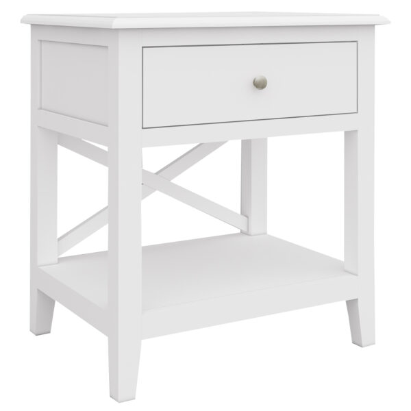 HomeDiscount-Daisy Side Table Desk Sofa End Table Solid Acacia Wood Hampton Furniture - White