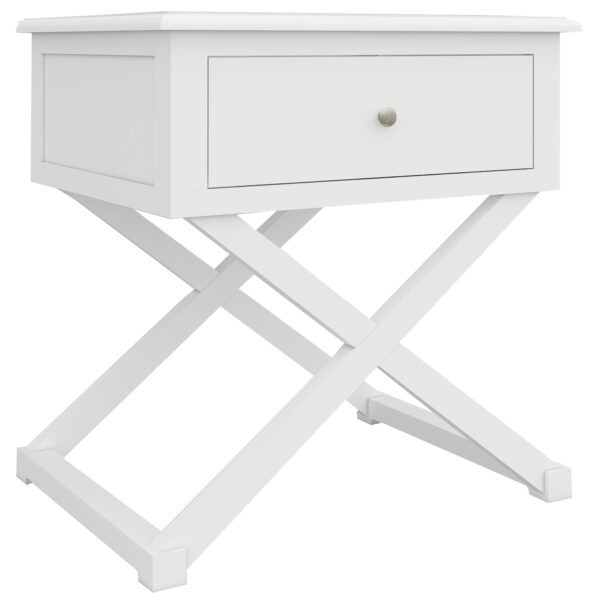 HomeDiscount-Daisy Side Table Desk Sofa End Table Solid Acacia Wood Hampton Furniture - White