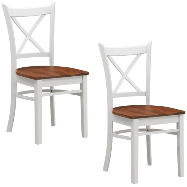 HomeDiscount-Lupin Dining Chair Set of 2 Crossback Solid Rubber Wood Furniture - White Oak