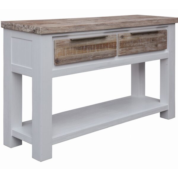 HomeDiscount-Plumeria Console Hallway Entry Table 130cm Solid Acacia Timber Wood -White Brush