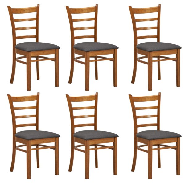 HomeDiscount-Linaria Dining Chair Set of 6 Crossback Solid Rubber Wood Fabric Seat - Walnut