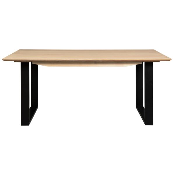 HomeDiscount-Aconite Dining Table 180cm Solid Messmate Timber Wood Black Metal Leg - Natural