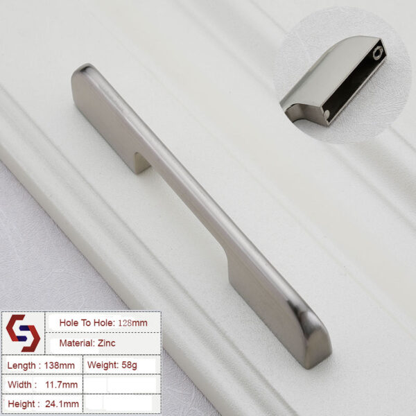 HomeDiscount-Zinc Kitchen Cabinet Handles Drawer Bar Handle Pull brushed silver color hole to