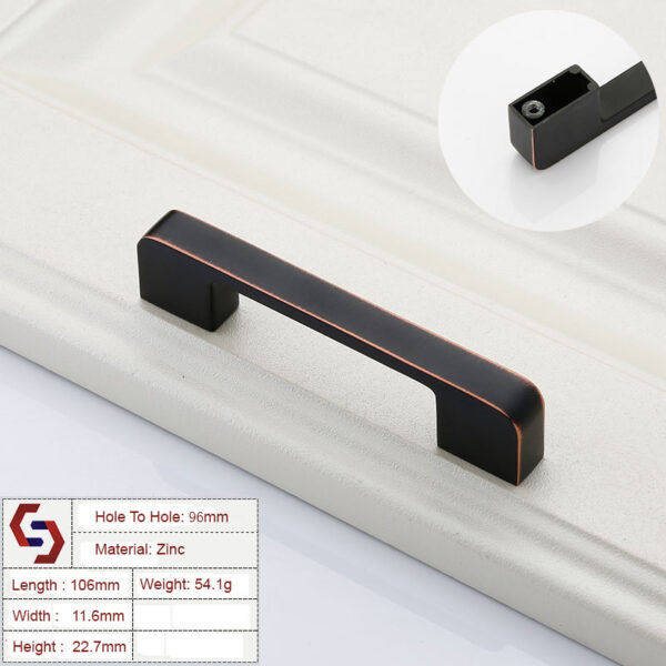 HomeDiscount-Zinc Kitchen Cabinet Handles Drawer Bar Handle Pull black+copper color hole to h