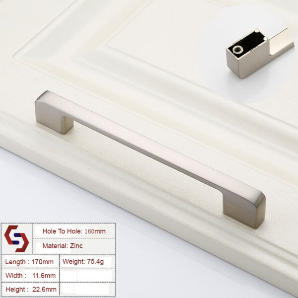 HomeDiscount-Zinc Kitchen Cabinet Handles Drawer Bar Handle Pull brushed silver color hole to