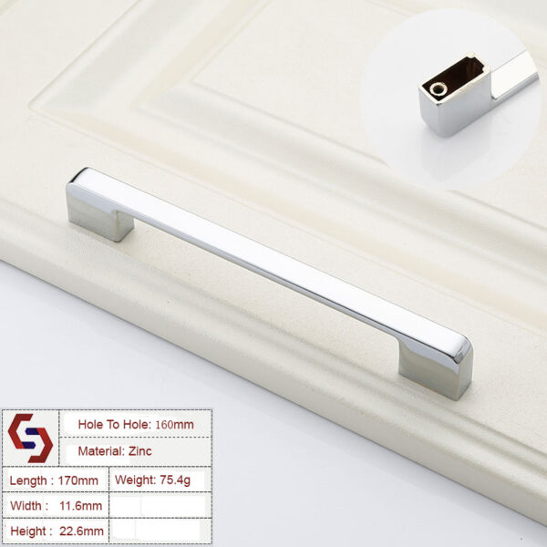 HomeDiscount-Zinc Kitchen Cabinet Handles Drawer Bar Handle Pull silver color hole to hole si