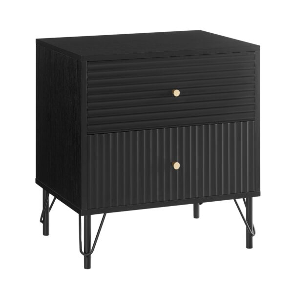 HomeDiscount-Lisa Wavy Fluted Bedside Table in Black