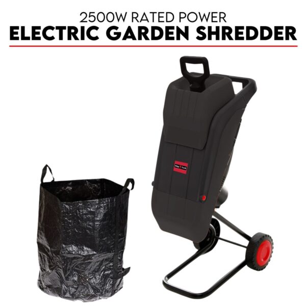 HomeDiscount-2500W Electric Garden Mulcher Shredder Portable Wood Chipper on Wheels w/ bag