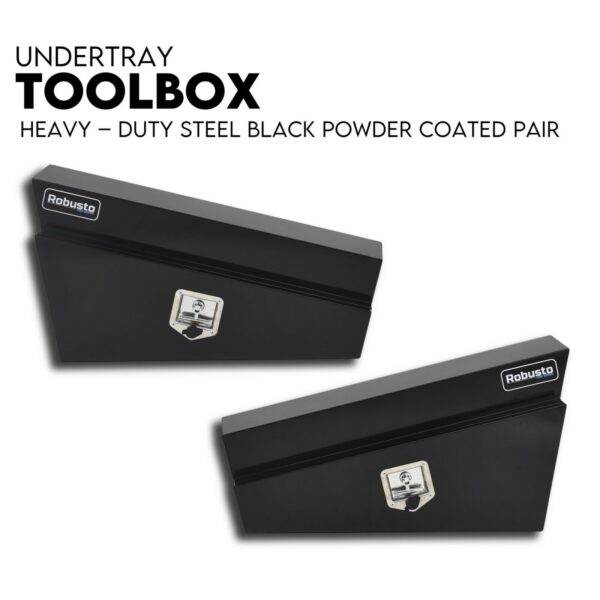 HomeDiscount-Under Tray Tool Box Underbody Pair Set 900mm Black Steel