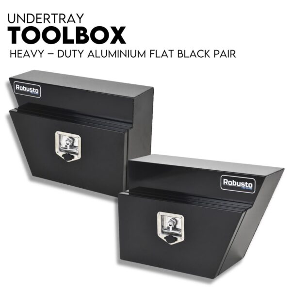 HomeDiscount-Under Tray Tool Box Underbody Pair Set 600mm Black Aluminium