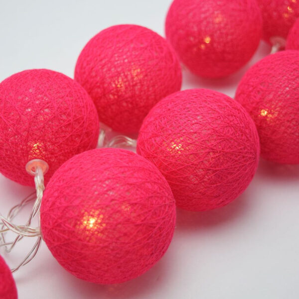 HomeDiscount-1 Set of 20 LED Red 5cm Cotton Ball Battery Powered String Lights Christmas Gift