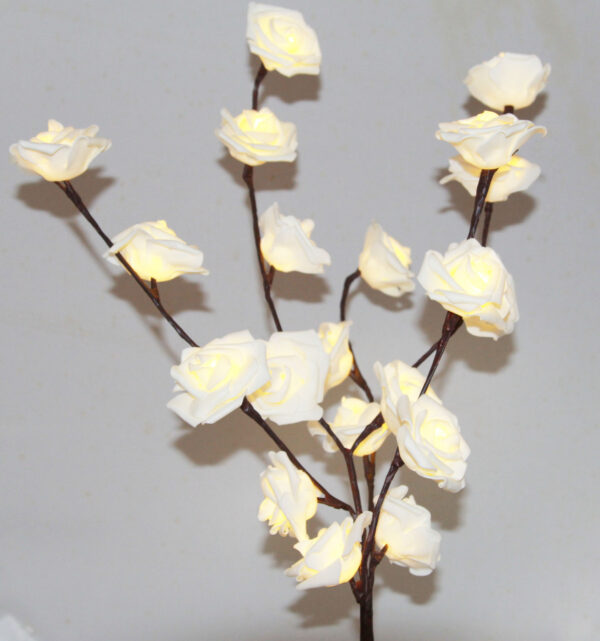 HomeDiscount-1 Set of 50cm H 20 LED White Rose Tree Branch Stem Fairy Light Wedding Event Par