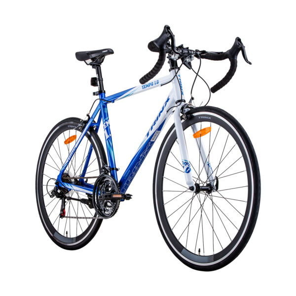 HomeDiscount-Trinx 700C Road Bike TEMPO1.0 Shimano 21 Speed Racing Bicycle 53cm Blue/White