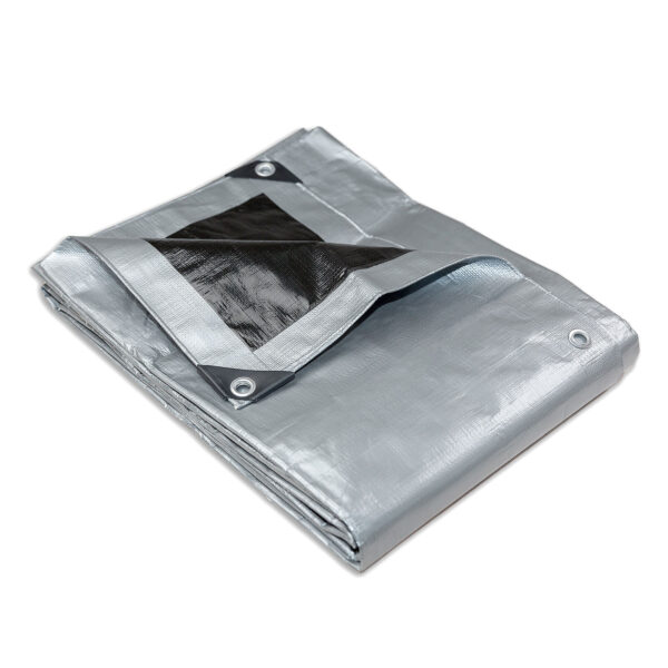 HomeDiscount-Heavy Duty Silver Black Tarp Tarpaulin 3.0x3.6m