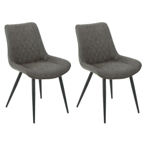 HomeDiscount-Tyler Fabric Chair (Set of 2) - Grey