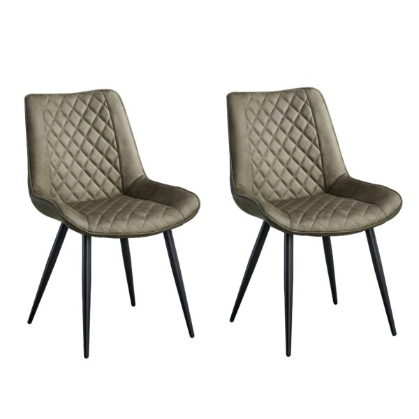 HomeDiscount-Tyler Fabric Chair (Set of 2) - Olive Green