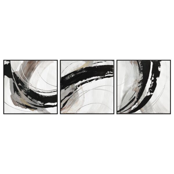 HomeDiscount-150X50cm Set of 3 Black Framed Hand Painted Canvas Wall Art