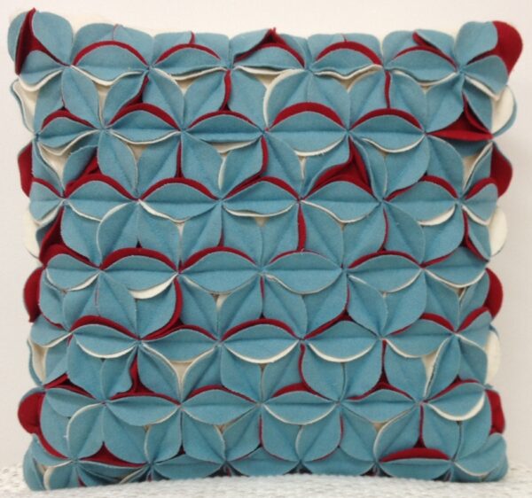 HomeDiscount-Amelie Aqua Blue & Red 3D Texture Cushion Cover