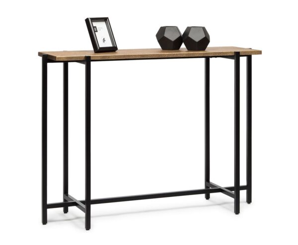 HomeDiscount-Narrow Golden Black Hallway Console Table with Textured Top