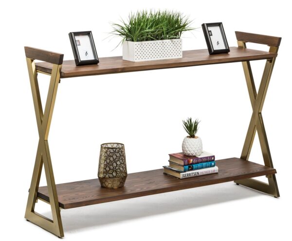 HomeDiscount-Wooden Entryway Hallway Console Table with Shelves