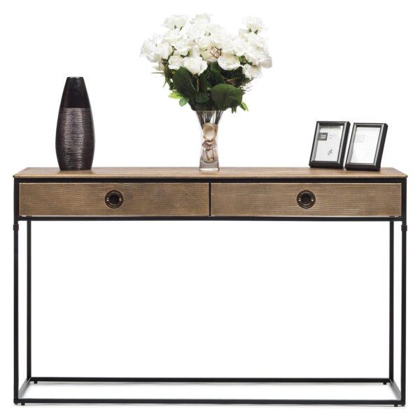 HomeDiscount-Contemporary Golden Black Hallway Console Table with Drawers