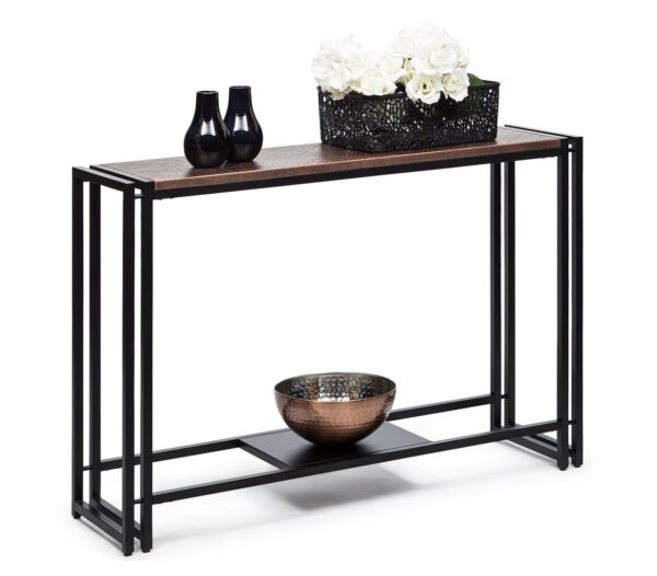 HomeDiscount-Sleek Hallway Console Table with Copper Textured Top