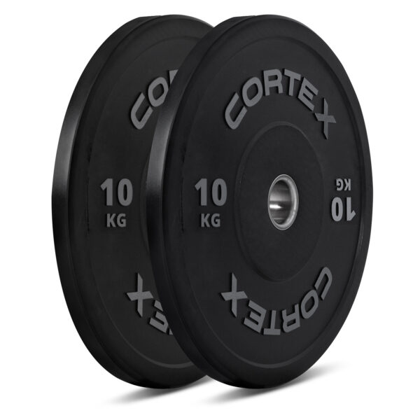 HomeDiscount-CORTEX 10kg Black Series V2 50mm Rubber Olympic Bumper Plate (Pair)