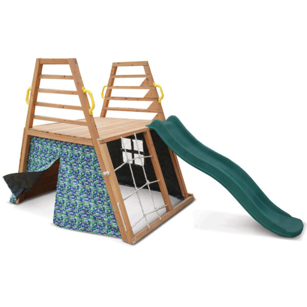 HomeDiscount-Kids Cooper Climbing Frame with 1.8m Green Slide