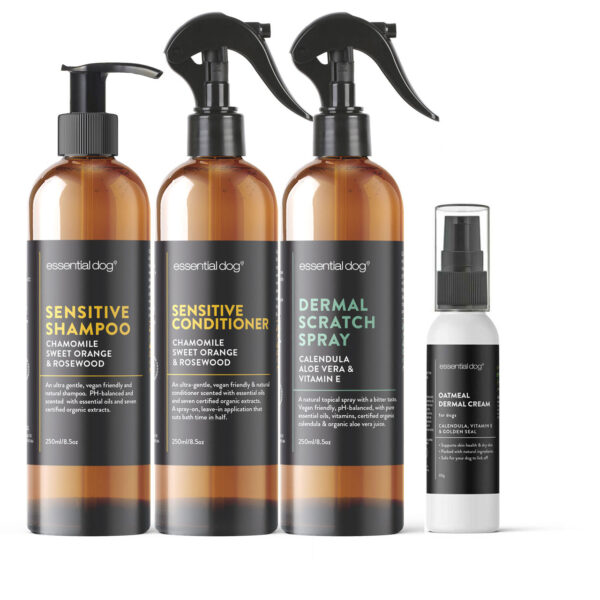 HomeDiscount-Sensitive Skin Itch Pack: Dog Shampoo  Conditioner  Dermal Scratch Spray & Cream