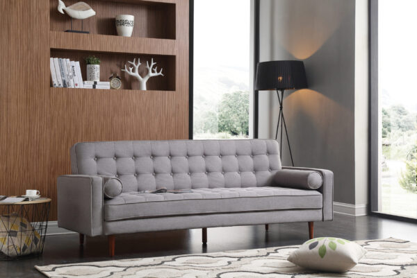 HomeDiscount-Sofa Bed 3 Seater Button Tufted Lounge Set for Living Room Couch in Fabric Grey