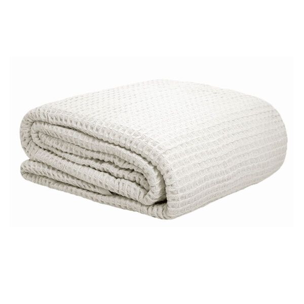 HomeDiscount-Cotton Waffle Blanket White Single