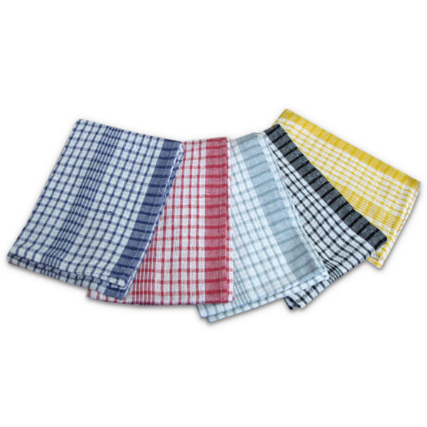 HomeDiscount-Hotel Living Checkered Set of 5 Cotton Tea Towels