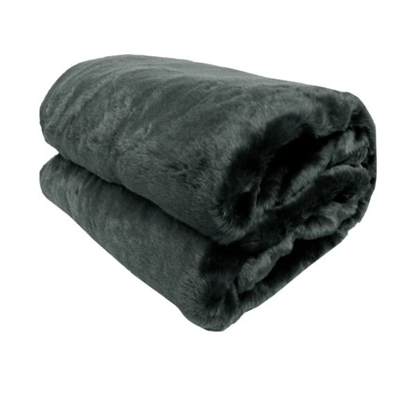 HomeDiscount-Faux Mink Throw Rug Charcoal