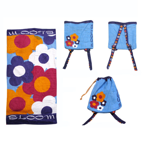 HomeDiscount-Kids Beach Towel N Bag Bloom