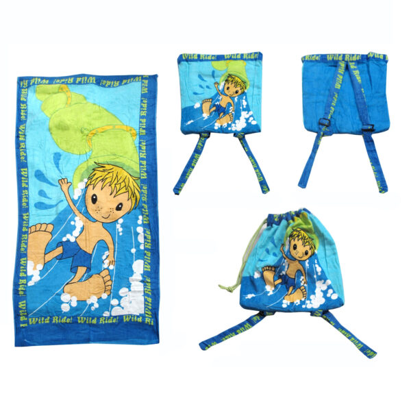 HomeDiscount-Kids Beach Towel N Bag Wild Ride