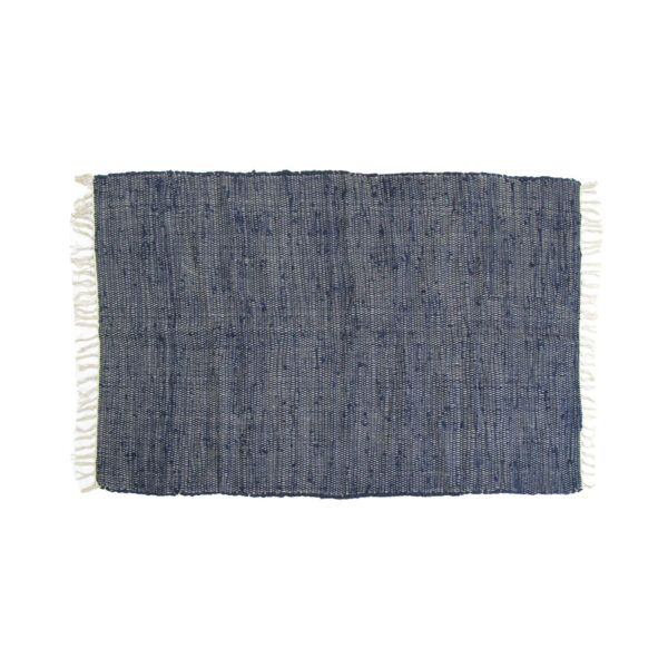 HomeDiscount-Large Chindi Cotton Handmade Floor Mat with Tassels 90 x 150 cm Navy