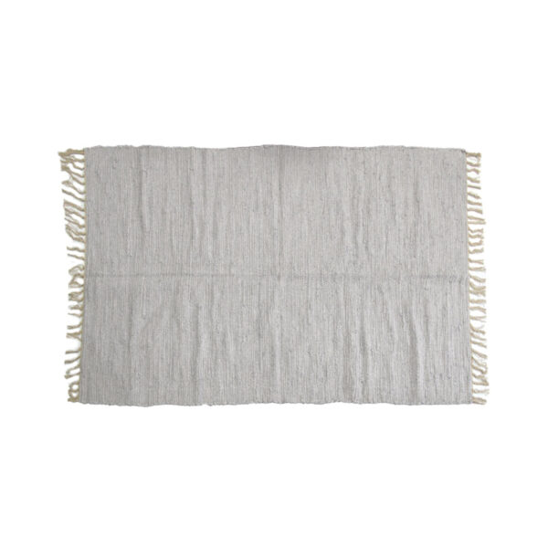 HomeDiscount-Large Chindi Cotton Handmade Floor Mat with Tassels 90 x 150 cm Silver