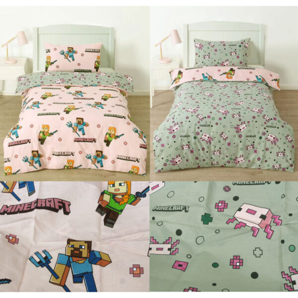 HomeDiscount-MOJANG  Reversible Cotton Boys Girls Quilt Cover Set Single