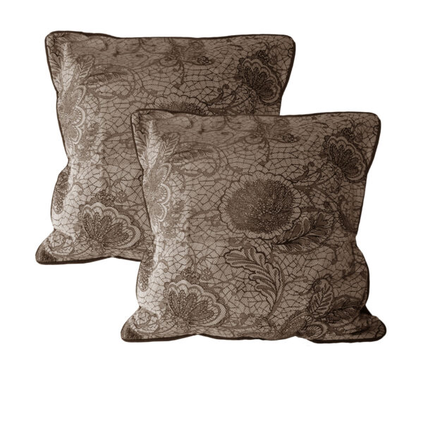 HomeDiscount-Accessorize Pair of Trudie Lace European Pillowcases Chocolate