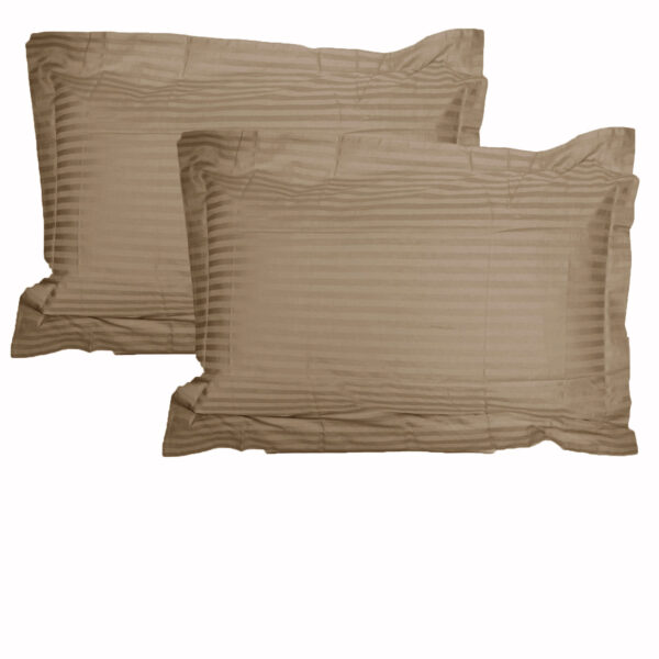 HomeDiscount-Accessorize 325TC Pair of Stripe Jumbo / Queen Pillowcases Mocha