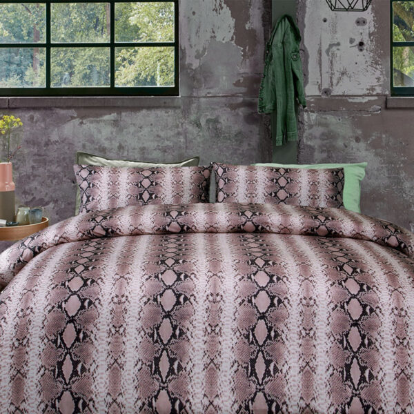 HomeDiscount-Big Sleep Snake Skin Pink Quilt Cover Set Double